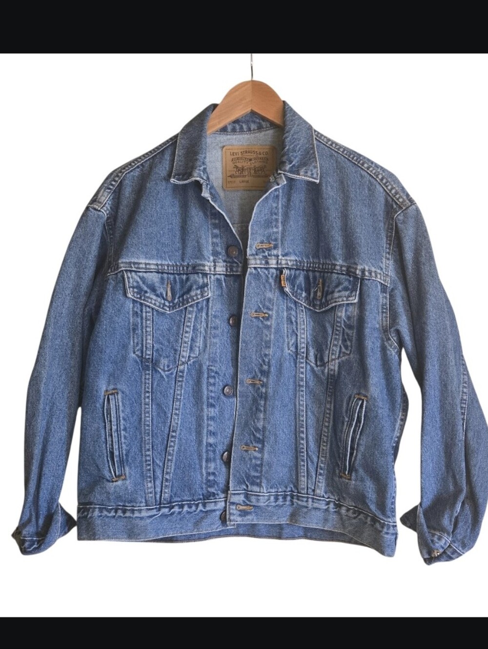 VTG 90's Levi's Denim Trucker Jacket Medium Washed Size Large